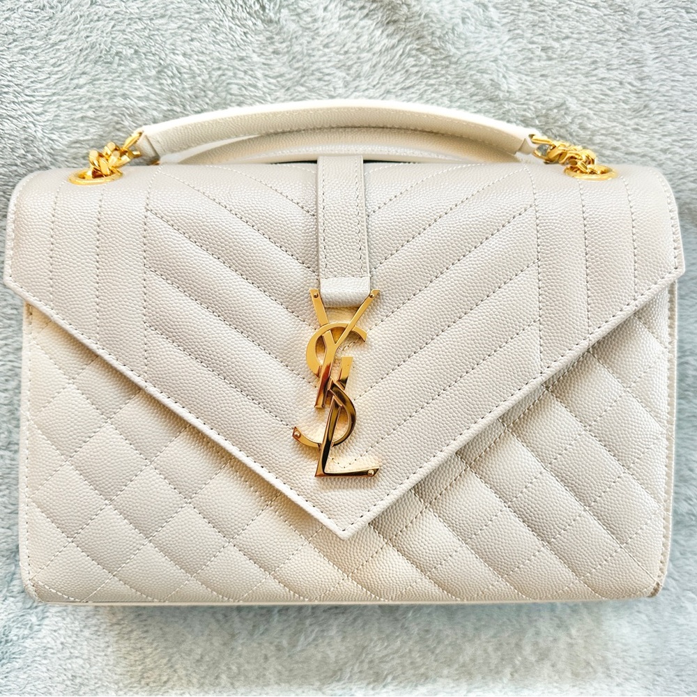 YSL Classic Monogram Envelope Bag Mixed Matelassé Grain de Poudre Leather Medium